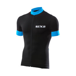 SIX2 Kurzarm Fahrradtrikot - BIKE3 STRIPES - Schwarz/Blau
