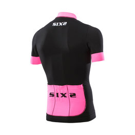 SIX2 Kurzarm Fahrradtrikot - BIKE3 STRIPES - Schwarz/Rosa