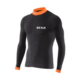 SIX2 Langarm Fahrradtrikot für den Sommer - BIKE4 STRIPES - Orange/Schwarz