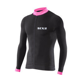 SIX2 Langarm Fahrradtrikot für den Sommer - BIKE4 STRIPES - Rosa/Schwarz