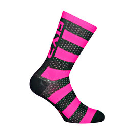 SIX2 Klassische Fahrradsocken - LUXURY MERINO - Rosa/Schwarz