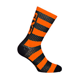 SIX2 Klassische Fahrradsocken - LUXURY MERINO - Orange/Schwarz