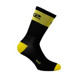 SIX2 Klassische Fahrradsocken - SHORT LOGO - Schwarz/Gelb