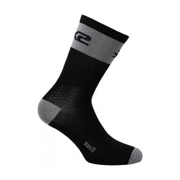 SIX2 Klassische Fahrradsocken - SHORT LOGO - Grau/Schwarz