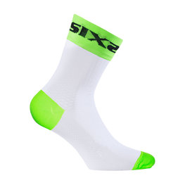 SIX2 Klassische Fahrradsocken - WHITE SHORT - Weiß/Grün