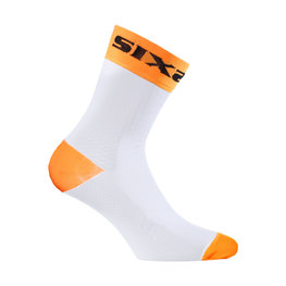 SIX2 Klassische Fahrradsocken - WHITE SHORT - Weiß/Orange