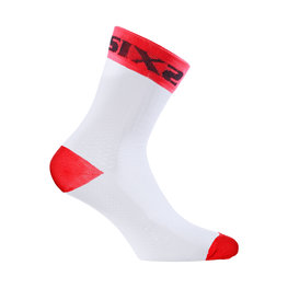 SIX2 Klassische Fahrradsocken - WHITE SHORT - Rot/Weiß