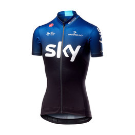 CASTELLI Kurzarm Fahrradtrikot - TEAM SKY FAN 2019 - Weiß/Schwarz/Blau