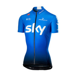 CASTELLI Kurzarm Fahrradtrikot - TEAM SKY FAN 2019 - Hellblau/Weiß/Schwarz