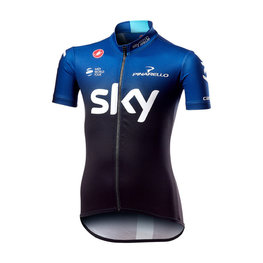 CASTELLI Kurzarm Fahrradtrikot - TEAM SKY KID 2019  - Schwarz/Weiß/Blau
