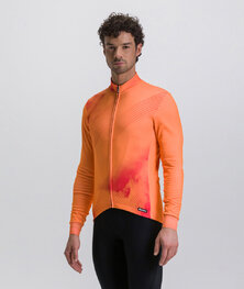 SANTINI Langarm Fahrradtrikot für den Winter - PURE DYE - Orange